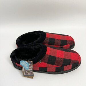 Lamo Julian Clog Faux Fur Lined Men's Slippers Red Black Plaid Sz 10 NWT
